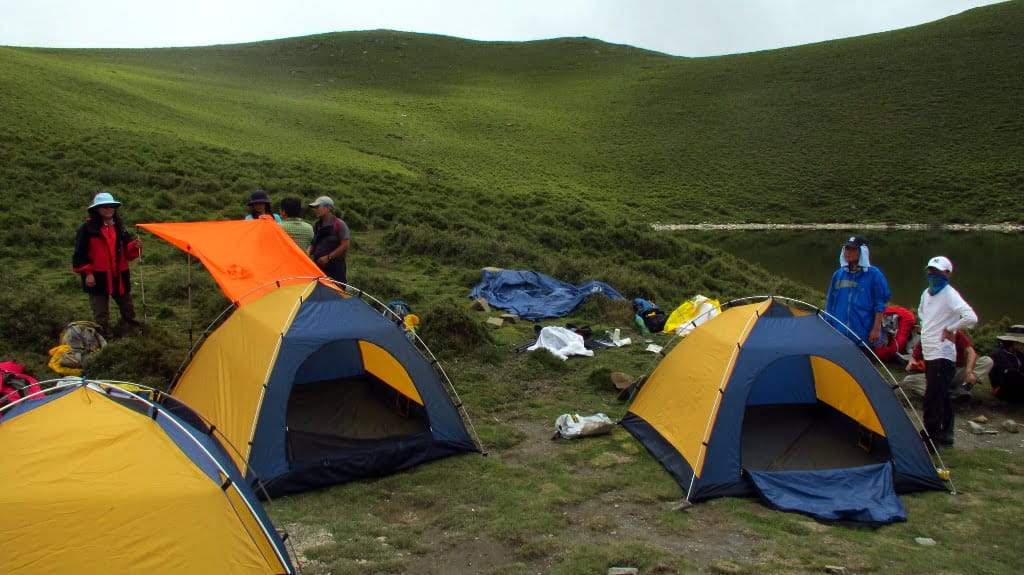 Jiaming Lake Hike Day 2 Setting Up Tents