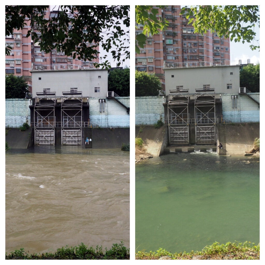 Jingmei River flood before and after