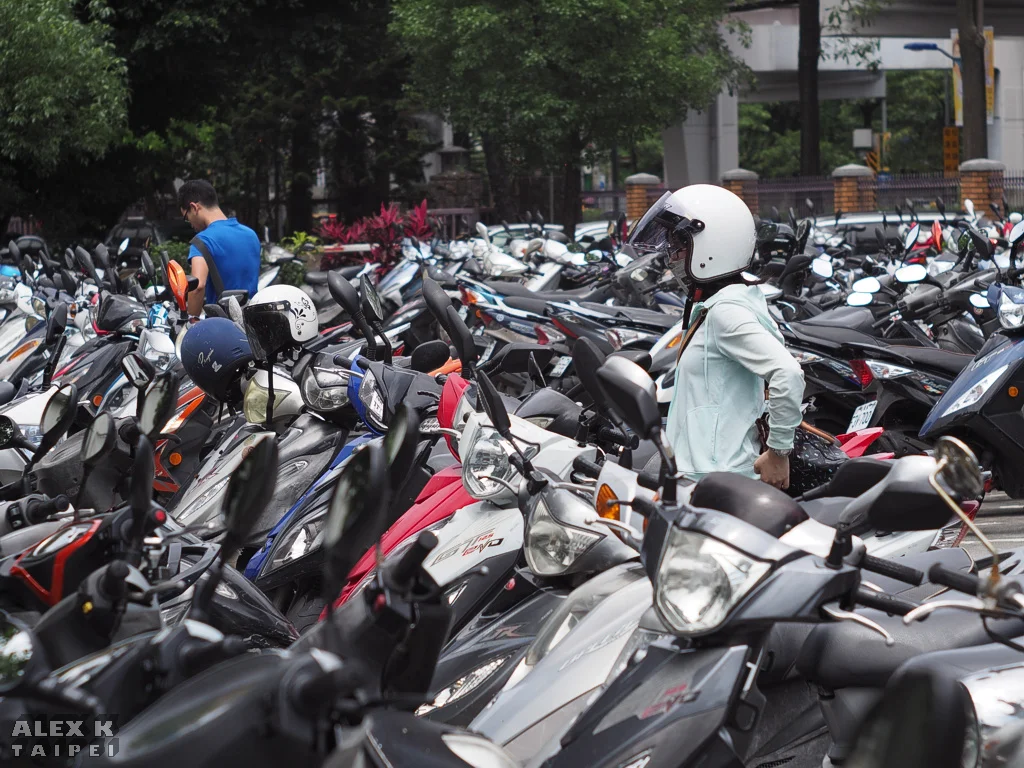 A huge amount of scooters on a parking lot