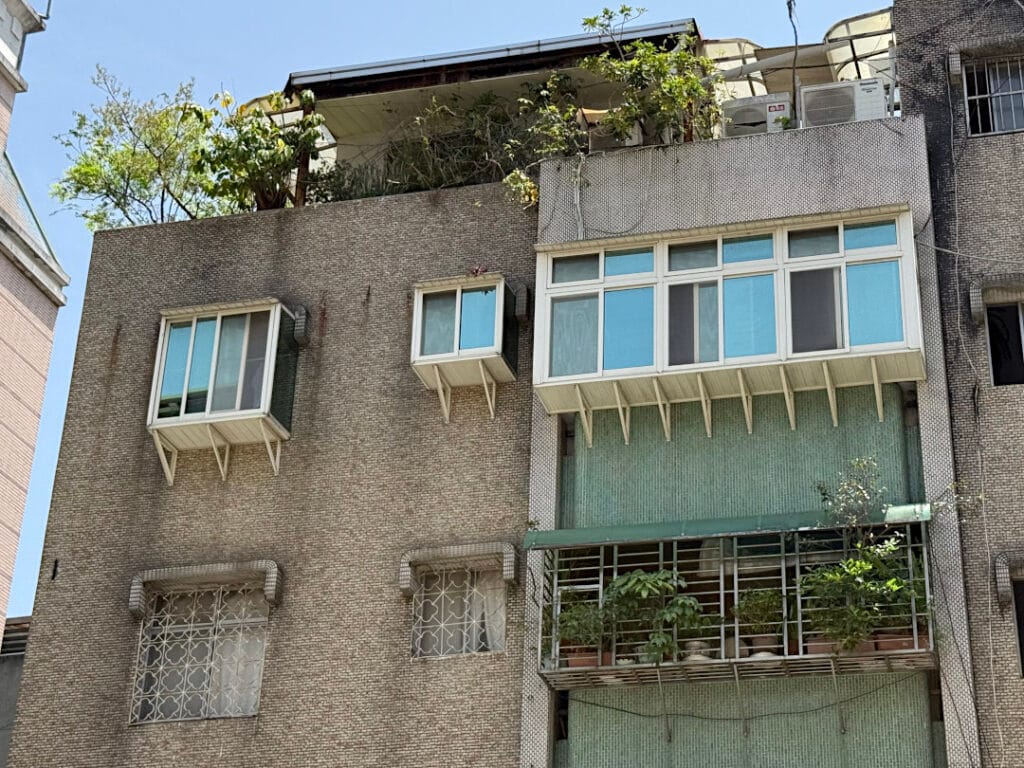 Residential building in Taipei with burglar bars